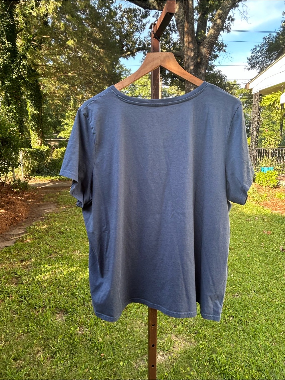 PACT navy blue organic cotton t shirt size XXL v-neck short sleeve tee top - Picture 3 of 3